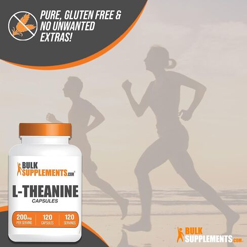 BulkSupplements.com L-Theanine Capsules - L-Theanine Supplement, L-Theanine 200mg, Theanine Pills - Amino Amino Supplement, Gluten Free - 1 Theanine Capsule per Serving, 120 Capsules in Saudi Arabia