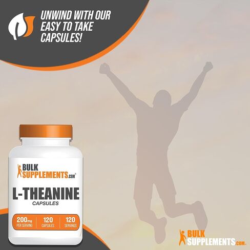 BulkSupplements.com L-Theanine Capsules - L-Theanine Supplement, L-Theanine 200mg, Theanine Pills - Amino Amino Supplement, Gluten Free - 1 Theanine Capsule per Serving, 120 Capsules in Saudi Arabia
