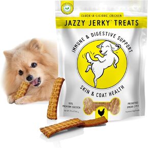 Jazzy Jerky Treats Wag-A-Licious Beef with Prebiotics for Gut & Immune Health, Omega 3s & 6s for Skin & Coat Health, Made in USA, 5 oz