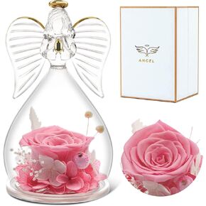 هدايا سونيا أمي لعيد الأم زهرة الورد في تماثيل الملاك الزجاجية هدايا للنساء الجدة، الملاك الحارس مع هدايا الورد الحقيقية المحفوظة إلى الأبد لعيد الأم في عيد الحب (أحمر) in Kuwait