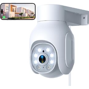 Camcamp 2K Wired WiFi Security Camera for Home Security Outdoor, 360° PTZ Outdoor Security Camera with Color Night Vision, AI Human Detection, Auto Tracking, 24/7 Record, 2-Way Audio, App Alarm, IP66 in Kuwait
