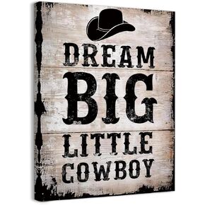 Inspirational Quote Dream Big Little Cowboy Retro Western Cowboy Hat Framed Canvas Wall Art Decor 11×14 inch,Farmhouse Rustic Print Painting Artwork Home Wall Decoration For Western Boys Room Nursery in Kuwait