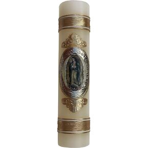 Framed Our Lady of Guadalupe Prayer Candle Cirio de La Virgen de Guadalupe de Cuerpo Completo