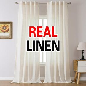 MIUCO Linen Curtains 63 Inch Length for Bedroom Living Room, Light Filtering Curtains, Modern Neutral Decor Farmhouse Drapes, Rod Pocket & Back Tab Curtains, 2 Panels 2 Tiebacks 36 Inches Wide Natural in Kuwait