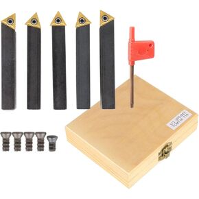 waltyotur 1/2 Inch Lathe Indexable Carbide Inserts Suitable for Finishing Operations with Turning Tools Drill Holder Kit TCMT16T304 with Case 5 Pieces