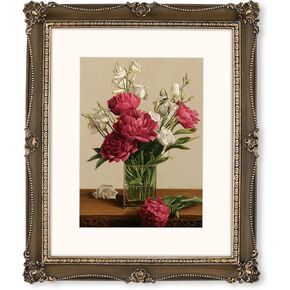 IAMOY 8x10 Picture Frame, White & Gold Picture Frames, Vintage 8 x 10 Frame with Floral and Bead Detail, with Mat for 5x7 Photo in Kuwait