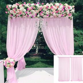 Juya Delight Sheer Chiffon Backdrop Curtain Dusty Rose Chiffon Polyester Backdrop Curtains 5ft x 10ft 2 Panels Chiffon Fabric Drapes for Wedding Arch Party Stage Decoration