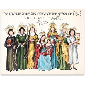 ATOZSTUDIO Catholic Wall Art Decor - Women Saints // Catholic Gifts for Women // Baptism Gifts for Baby Girls (Women 8x10)