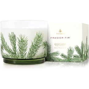 Thymes Pine Needle Frasier Fir Luminary Candle – Scented Candle with Notes of Crisp Siberian Fir, Cedarwood and Sandalwood - Seasonal House Decor - Luxury Home Fragrance (16 Oz)
