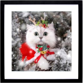 IOOSTAR 12x12 Diamond Painting Picture Frame Display Pictures 10 x 10 inch/25x25 cm with Mat or 12 x 12 inch/30x30 cm Without Mat Photo Frames Diamond Art Frame Natural Solid Wood Black (YNCK001)