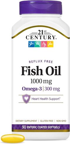 Fish Oil 1000 mg 90 Enteric Coated Softgels, 21st Century in Saudi Arabia