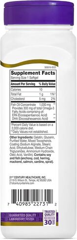 Fish Oil 1000 mg 90 Enteric Coated Softgels, 21st Century in Saudi Arabia