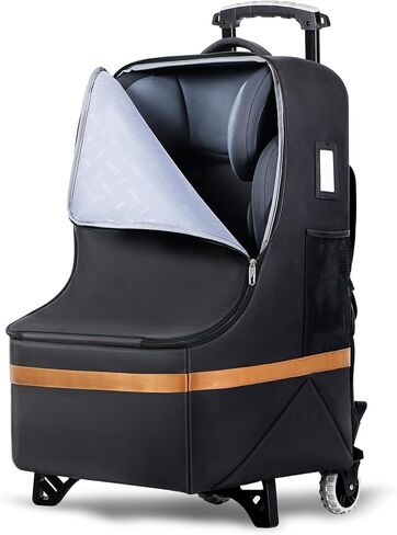 Tonyeee Car Seat Travel Bag with Wheels,Padded Car Seats Backpack,Large Durable Carseat Travel Bag for Airplane,Airport Gate Check Bag, Cover Bag with Padded Shoulder Strap-Black in Kuwait