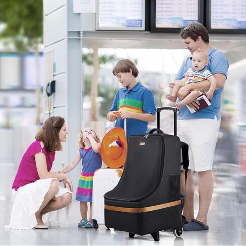 Tonyeee Car Seat Travel Bag with Wheels,Padded Car Seats Backpack,Large Durable Carseat Travel Bag for Airplane,Airport Gate Check Bag, Cover Bag with Padded Shoulder Strap-Black in Kuwait