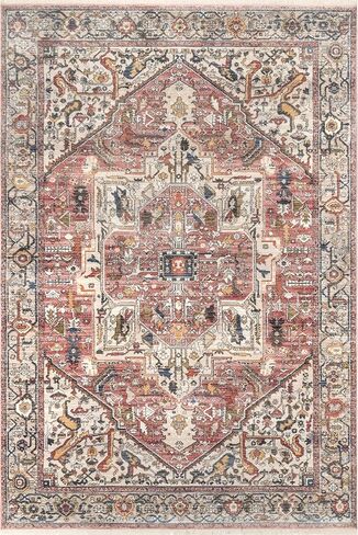 nuLOOM Vintage Harriet Medallion Fringe Area Rug, 6' 7" x 9' 4", Orange in Kuwait