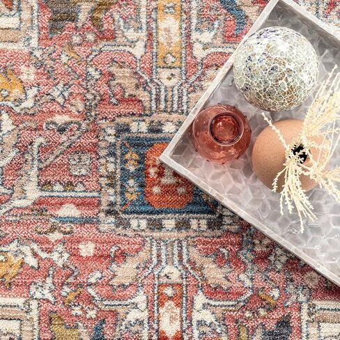 nuLOOM Vintage Harriet Medallion Fringe Area Rug, 6' 7" x 9' 4", Orange in Kuwait