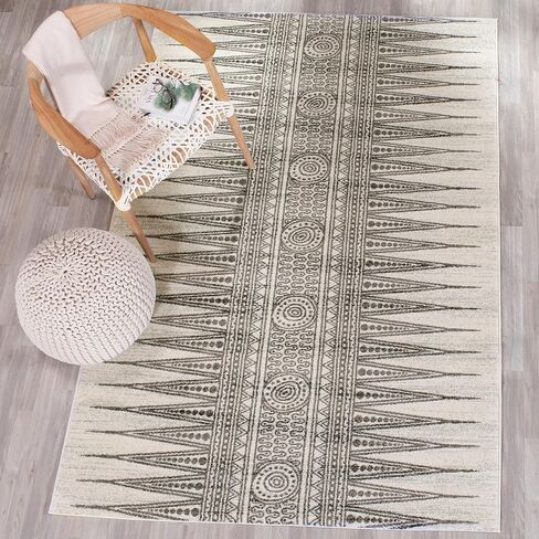 SAFAVIEH Evoke Collection 2'2" x 4' Ivory/Blue EVK226C Boho Non-Shedding Living Room Bedroom Accent Rug in Saudi Arabia