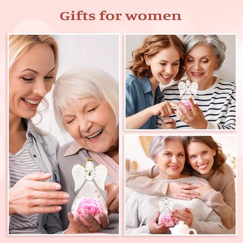 هدايا سونيا أمي لعيد الأم زهرة الورد في تماثيل الملاك الزجاجية هدايا للنساء الجدة، الملاك الحارس مع هدايا الورد الحقيقية المحفوظة إلى الأبد لعيد الأم في عيد الحب (أحمر) in Kuwait