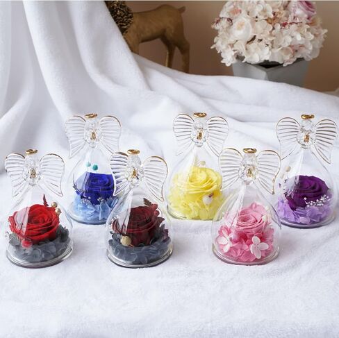 هدايا سونيا أمي لعيد الأم زهرة الورد في تماثيل الملاك الزجاجية هدايا للنساء الجدة، الملاك الحارس مع هدايا الورد الحقيقية المحفوظة إلى الأبد لعيد الأم في عيد الحب (أحمر) in Kuwait