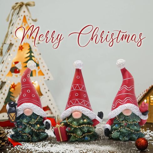 Hodao 3 PCS Christmas Gnomes Decorations Xmas Hat Gnomes Figurines Decors Handmade Elf Scandinavian Tomte Gnomes Figurines for Xmas Decor Gift - Christmas Party Home Gnomes Decorations in Kuwait