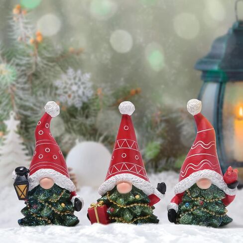 Hodao 3 PCS Christmas Gnomes Decorations Xmas Hat Gnomes Figurines Decors Handmade Elf Scandinavian Tomte Gnomes Figurines for Xmas Decor Gift - Christmas Party Home Gnomes Decorations in Kuwait