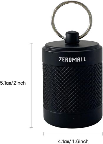 منظم حبوب الدواء المحمول، حاوية صغيرة لحمل حبوب الدواء من سبائك الألومنيوم، مستودع حبوب دواء مقاوم للماء مع سلسلة مفاتيح للرياضات الخارجية، والتخييم، والمشي لمسافات طويلة والسفر، 1.6 * 1.6 * 2 بوصة (قطعة واحدة، أسود) in Kuwait