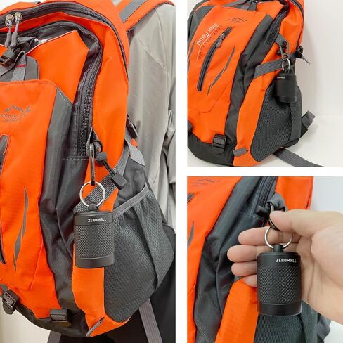 منظم حبوب الدواء المحمول، حاوية صغيرة لحمل حبوب الدواء من سبائك الألومنيوم، مستودع حبوب دواء مقاوم للماء مع سلسلة مفاتيح للرياضات الخارجية، والتخييم، والمشي لمسافات طويلة والسفر، 1.6 * 1.6 * 2 بوصة (قطعة واحدة، أسود) in Kuwait