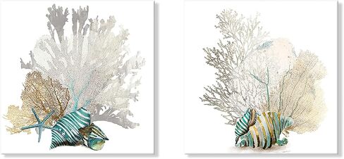 JAPO ART Green Sea Turtle Wall Decor Tropical Canvas Wall Art Prints Hawaii Turtle Picture Gift Florida Sea Life Teal Watercolor Ocean Animal Painting Small Framed Pictures for Bathroom Living Room in Kuwait