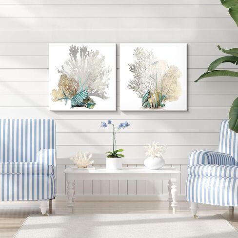 JAPO ART Green Sea Turtle Wall Decor Tropical Canvas Wall Art Prints Hawaii Turtle Picture Gift Florida Sea Life Teal Watercolor Ocean Animal Painting Small Framed Pictures for Bathroom Living Room in Kuwait