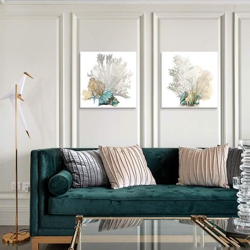 JAPO ART Green Sea Turtle Wall Decor Tropical Canvas Wall Art Prints Hawaii Turtle Picture Gift Florida Sea Life Teal Watercolor Ocean Animal Painting Small Framed Pictures for Bathroom Living Room in Kuwait