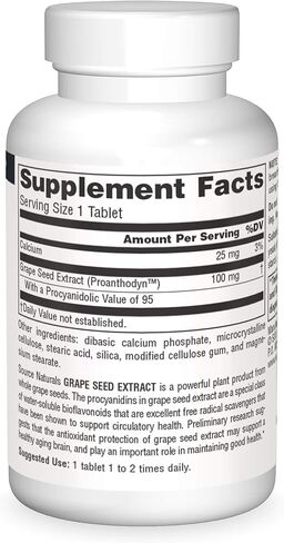 Source Naturals Grape Seed Extract, Proanthodyn 100 mg Antioxidant Protection & Supports Healthy Aging Brain - 30 Tablets in Saudi Arabia