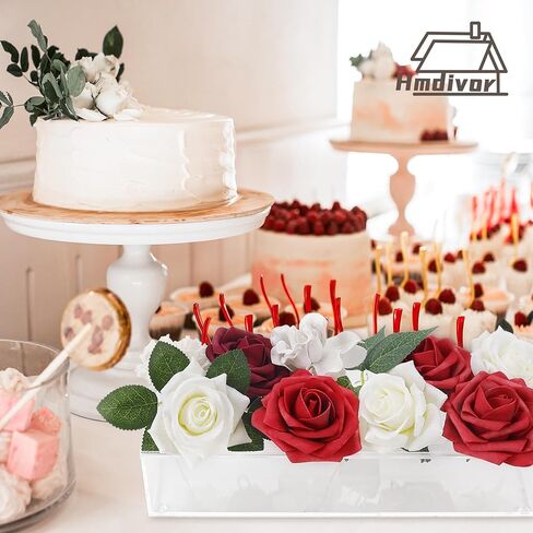 مزهرية زهرة أكريليك مستطيلة مقاس 11.8 سم من Hmdivor، 12 فتحة، قطعة مركزية من الزهور الشفافة لديكور المنزل وطاولة الطعام في الزفاف in Kuwait