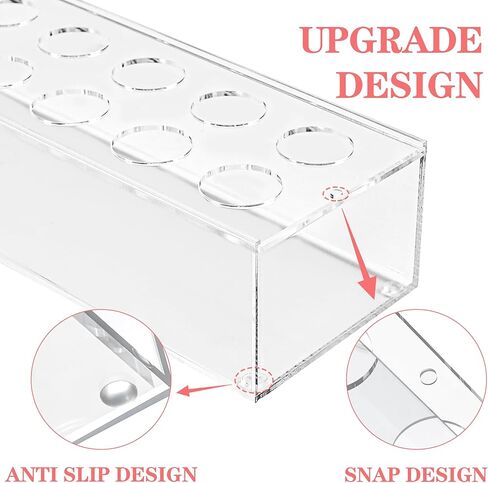 مزهرية زهرة أكريليك مستطيلة مقاس 11.8 سم من Hmdivor، 12 فتحة، قطعة مركزية من الزهور الشفافة لديكور المنزل وطاولة الطعام في الزفاف in Kuwait