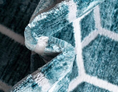 Rugs.com سجادة مجموعة Lattice Trellis - سجادة زرقاء منخفضة الوبر بطول 10 أقدام مثالية للممرات والمداخل in Kuwait