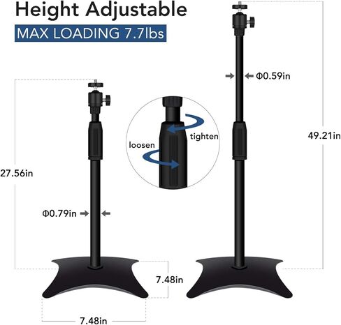 Universal Projector Tripod Stand Black, Up to 49 Inch Extendable Tripod, Floor Stand Holder - Compatible with Most Single Hole Projector, DSLRs, Digital Cameras and Action Cameras in Kuwait