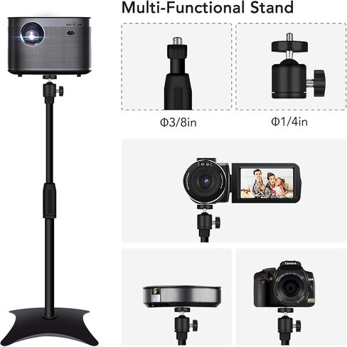 Universal Projector Tripod Stand Black, Up to 49 Inch Extendable Tripod, Floor Stand Holder - Compatible with Most Single Hole Projector, DSLRs, Digital Cameras and Action Cameras in Kuwait