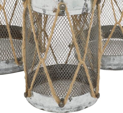 Deco 79 Metal Lantern with Intricate Scroll Work, Set of 2 12", 9"H, Beige in Kuwait