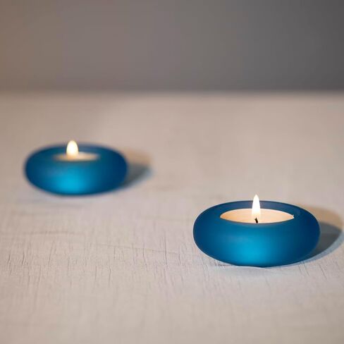 Handmade Decorative Pebble Tealight Candle Holders Set of 2 - Handcrafted Home Decor Accent for Calming Earthy Aesthetic Black Blue Matte Finish Resin Diameter 2.6 inches in Kuwait
