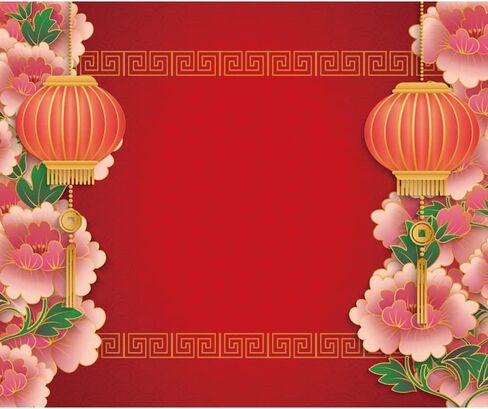 OFILA خلفية السنة الصينية الجديدة 10x8ft النسيج خلفية السنة القمرية الجديدة الصينية الفوانيس الحمراء الزهور صور السنة الآسيوية الجديدة خلفية مهرجان الربيع صور خلفية النمط الصيني خلفية السنة الجديدة in Kuwait