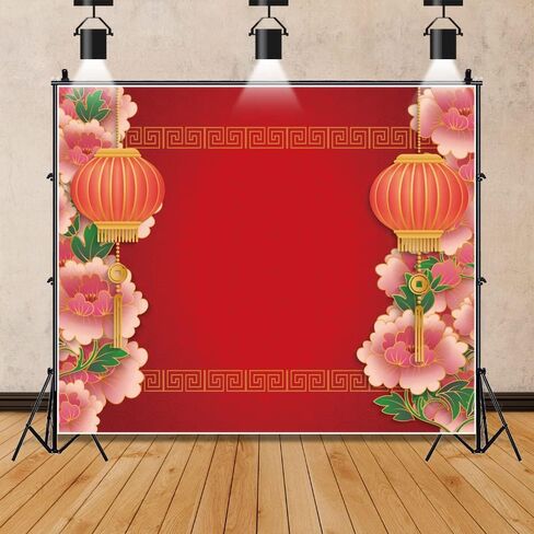 OFILA خلفية السنة الصينية الجديدة 10x8ft النسيج خلفية السنة القمرية الجديدة الصينية الفوانيس الحمراء الزهور صور السنة الآسيوية الجديدة خلفية مهرجان الربيع صور خلفية النمط الصيني خلفية السنة الجديدة in Kuwait