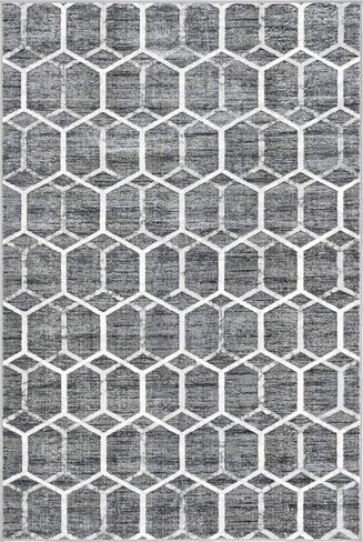Rugs.com Lattice Trellis Collection Rug – 10 Ft Runner Blue Low-Pile Rug Perfect for Hallways, Entryways in Kuwait