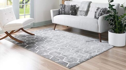 Rugs.com Lattice Trellis Collection Rug – 10 Ft Runner Blue Low-Pile Rug Perfect for Hallways, Entryways in Kuwait