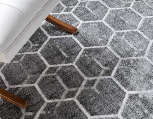 Rugs.com Lattice Trellis Collection Rug – 10 Ft Runner Blue Low-Pile Rug Perfect for Hallways, Entryways in Kuwait