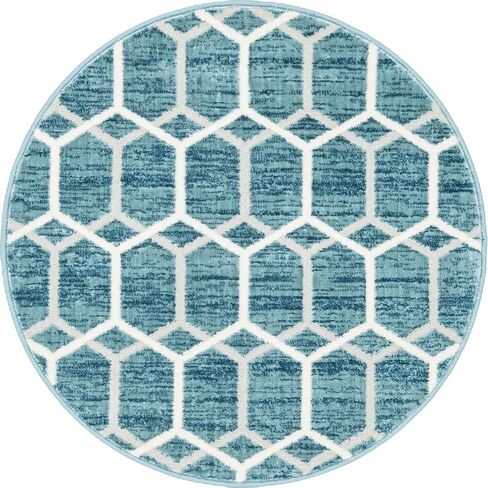 Rugs.com سجادة مجموعة Lattice Trellis - سجادة زرقاء منخفضة الوبر بطول 10 أقدام مثالية للممرات والمداخل in Kuwait