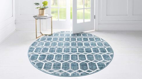 Rugs.com سجادة مجموعة Lattice Trellis - سجادة زرقاء منخفضة الوبر بطول 10 أقدام مثالية للممرات والمداخل in Kuwait