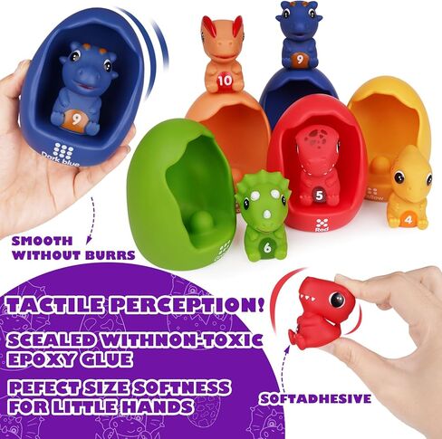 ألعاب العد المطابقة لأرقام الديناصورات الصغيرة، لعبة تعليمية، مجموعة ألعاب الديناصورات للأطفال، دمى الأصابع، التعرف على فرز الألوان، ألعاب المحركات الدقيقة، هدايا أدوات تعليم مونتيسوري in Kuwait