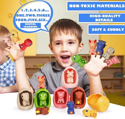 ألعاب العد المطابقة لأرقام الديناصورات الصغيرة، لعبة تعليمية، مجموعة ألعاب الديناصورات للأطفال، دمى الأصابع، التعرف على فرز الألوان، ألعاب المحركات الدقيقة، هدايا أدوات تعليم مونتيسوري in Kuwait