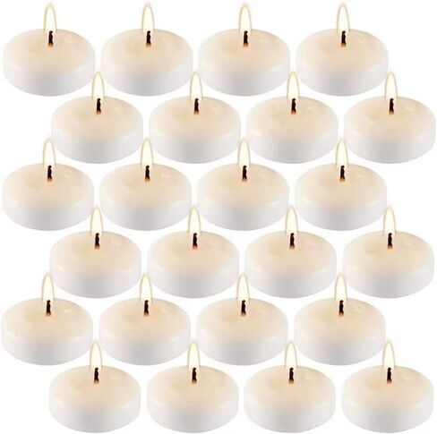 RYGufamizi 3 inches Floating Candles, White odorless Floating Wax, Used for Cylindrical vases, centerpieces for Candlelight Weddings, Parties, Swimming Pools, and Vacations (24 pcs) in Kuwait
