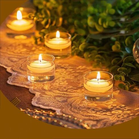 RYGufamizi 3 inches Floating Candles, White odorless Floating Wax, Used for Cylindrical vases, centerpieces for Candlelight Weddings, Parties, Swimming Pools, and Vacations (24 pcs) in Kuwait