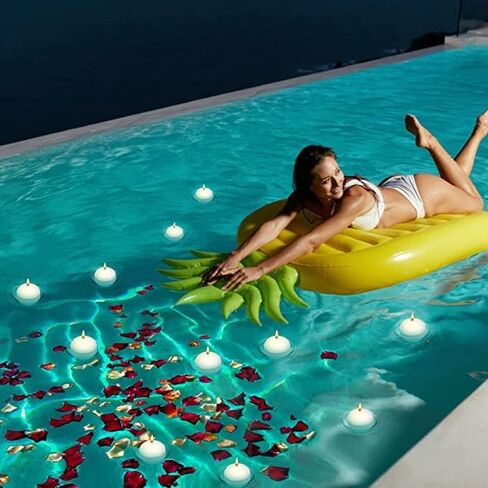 RYGufamizi 3 inches Floating Candles, White odorless Floating Wax, Used for Cylindrical vases, centerpieces for Candlelight Weddings, Parties, Swimming Pools, and Vacations (24 pcs) in Kuwait